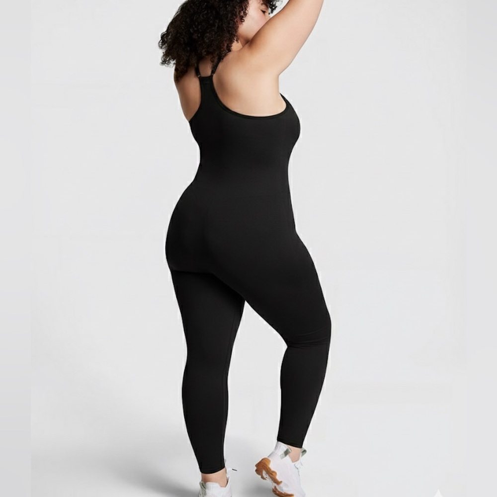 PINK Victoria's Secret Black Seamless Workout Onesie Jumpsuit One Piece Large - Picture 2 of 5